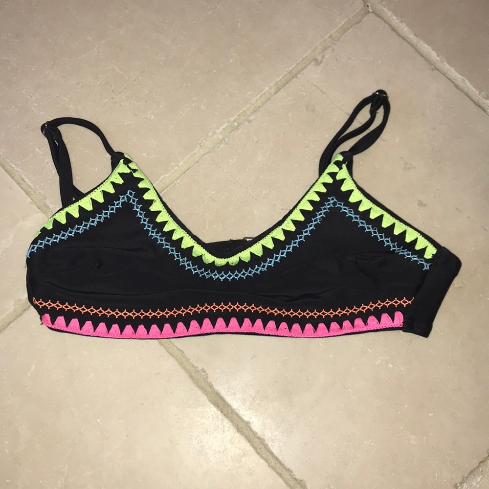 Neon black bikini top